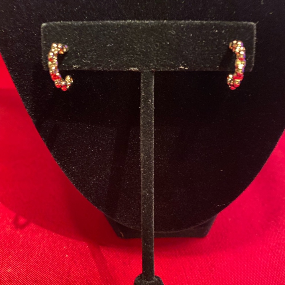 Francesca's Collections Gold Beaded Hoop Earrings. NEW - Picture 2 of 4